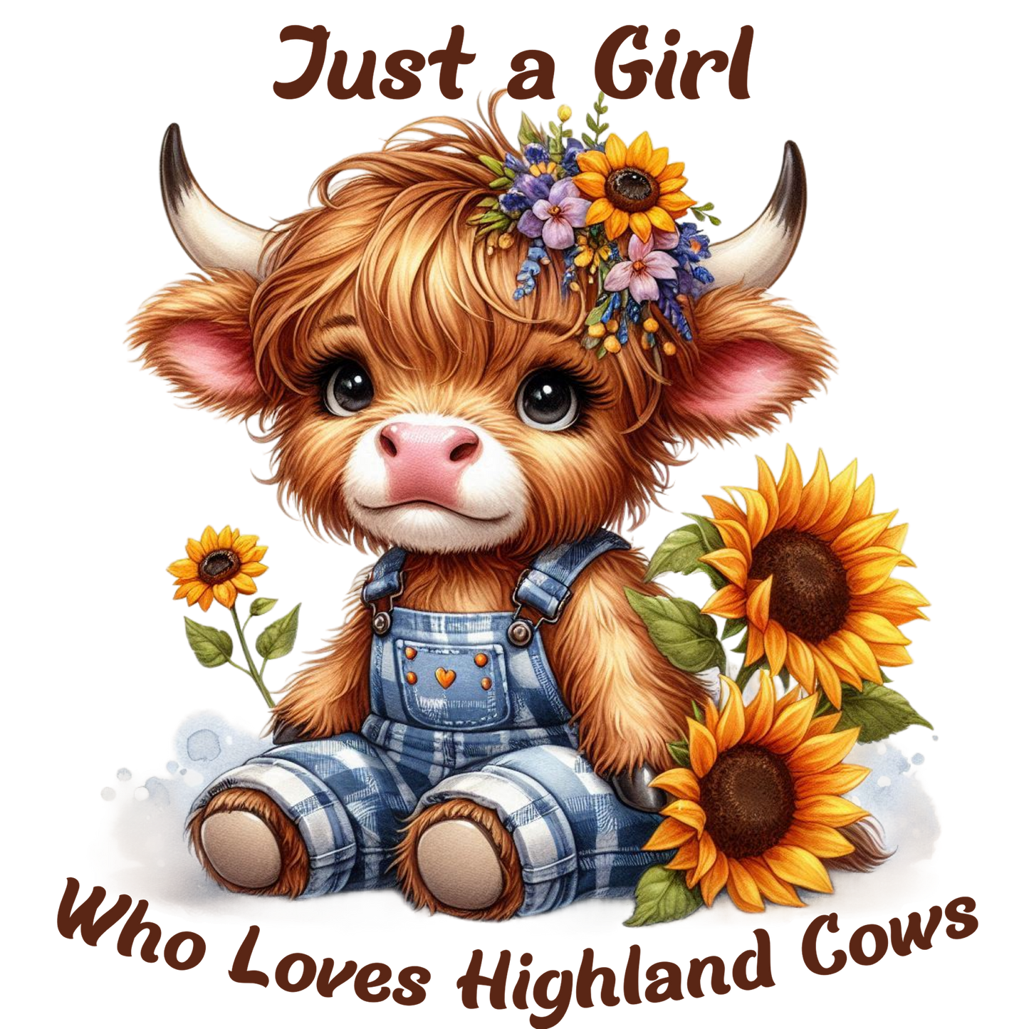 Just a girl who loves highland cows Adult DTF Transfer (11 inch)