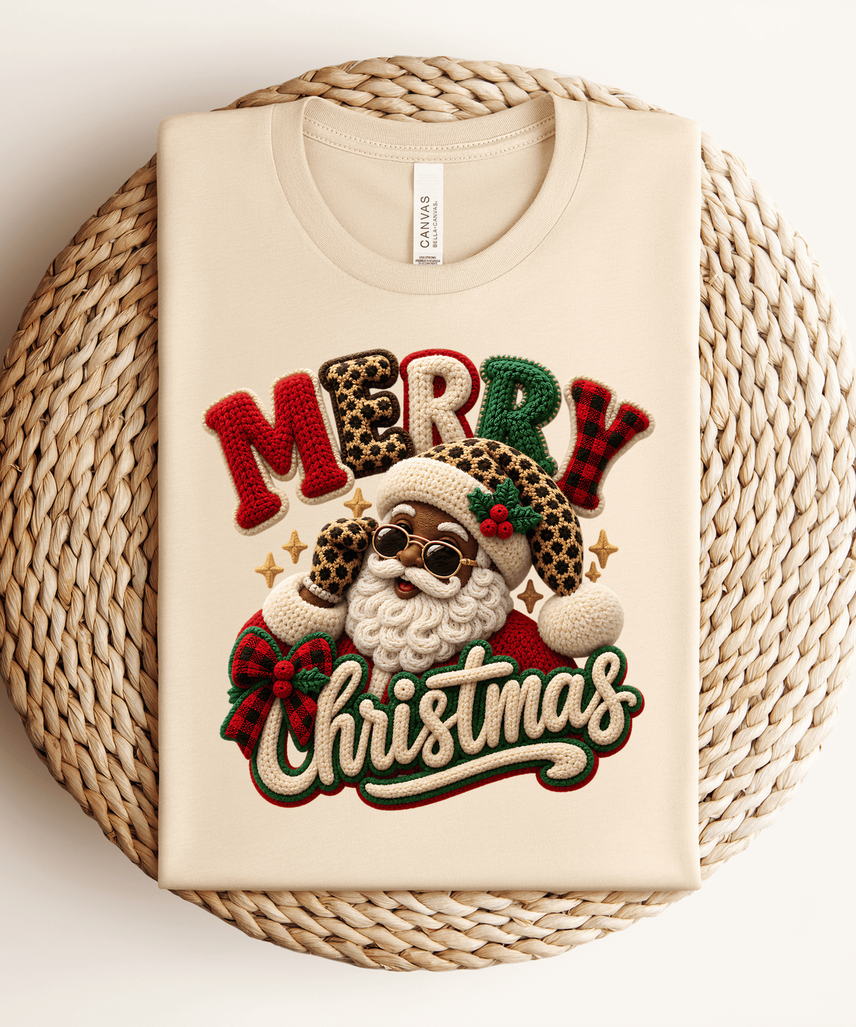 Crochet Leopard Merry Christmas Adult DTF Transfer (11 inch)