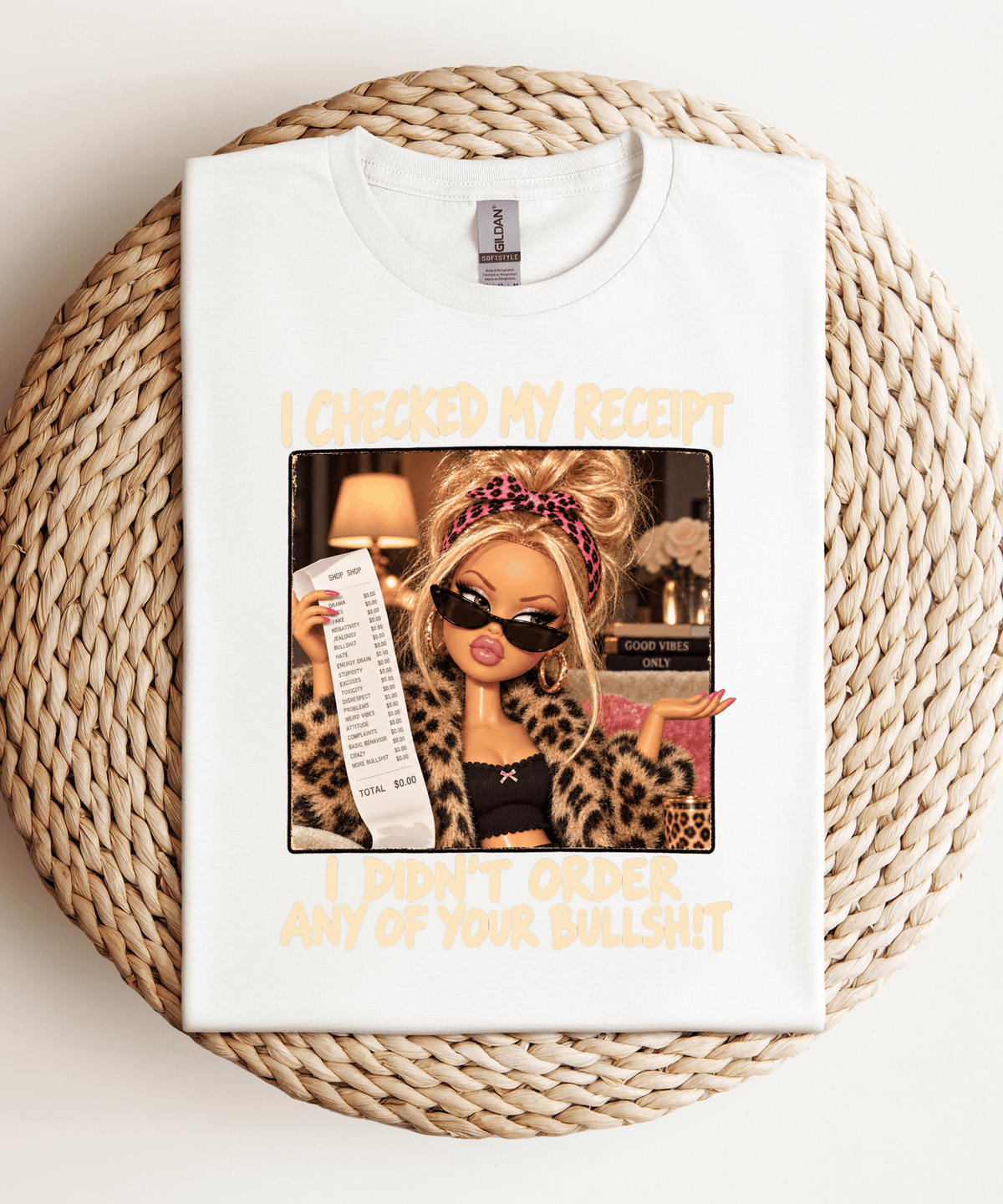 I Checked My Receipt Adult DTF Transfer (11 inch) Tan words