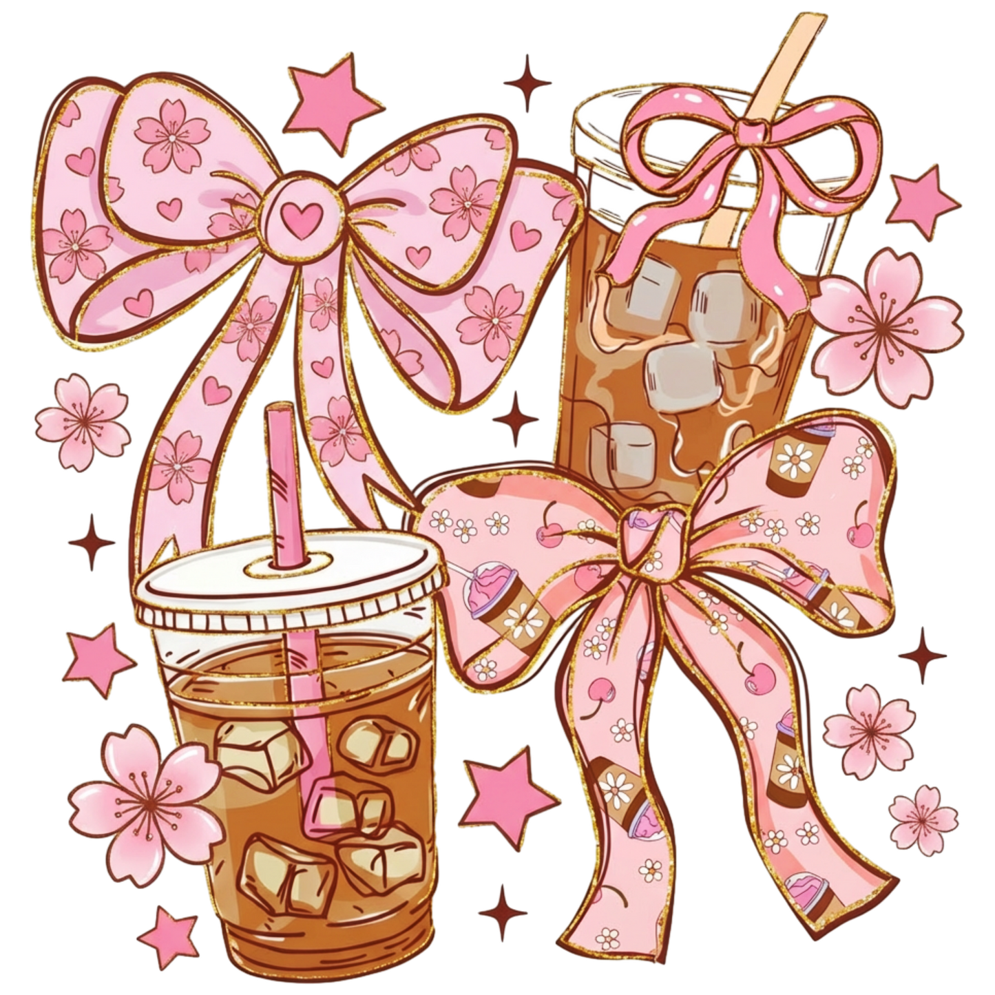 Coffee Bow Preppy Adult DTF Transfer (11 inch)