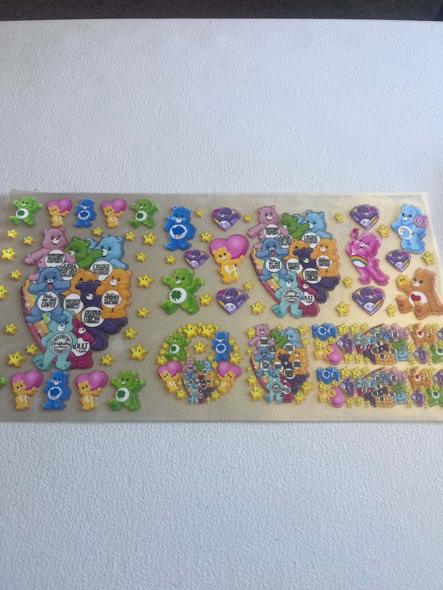 Care bear and Stars 6 In 1 UV DTF Wrap
