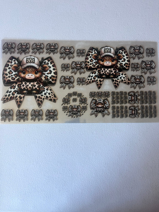 Leopard Bow Cow 6 In 1 UV DTF Wrap