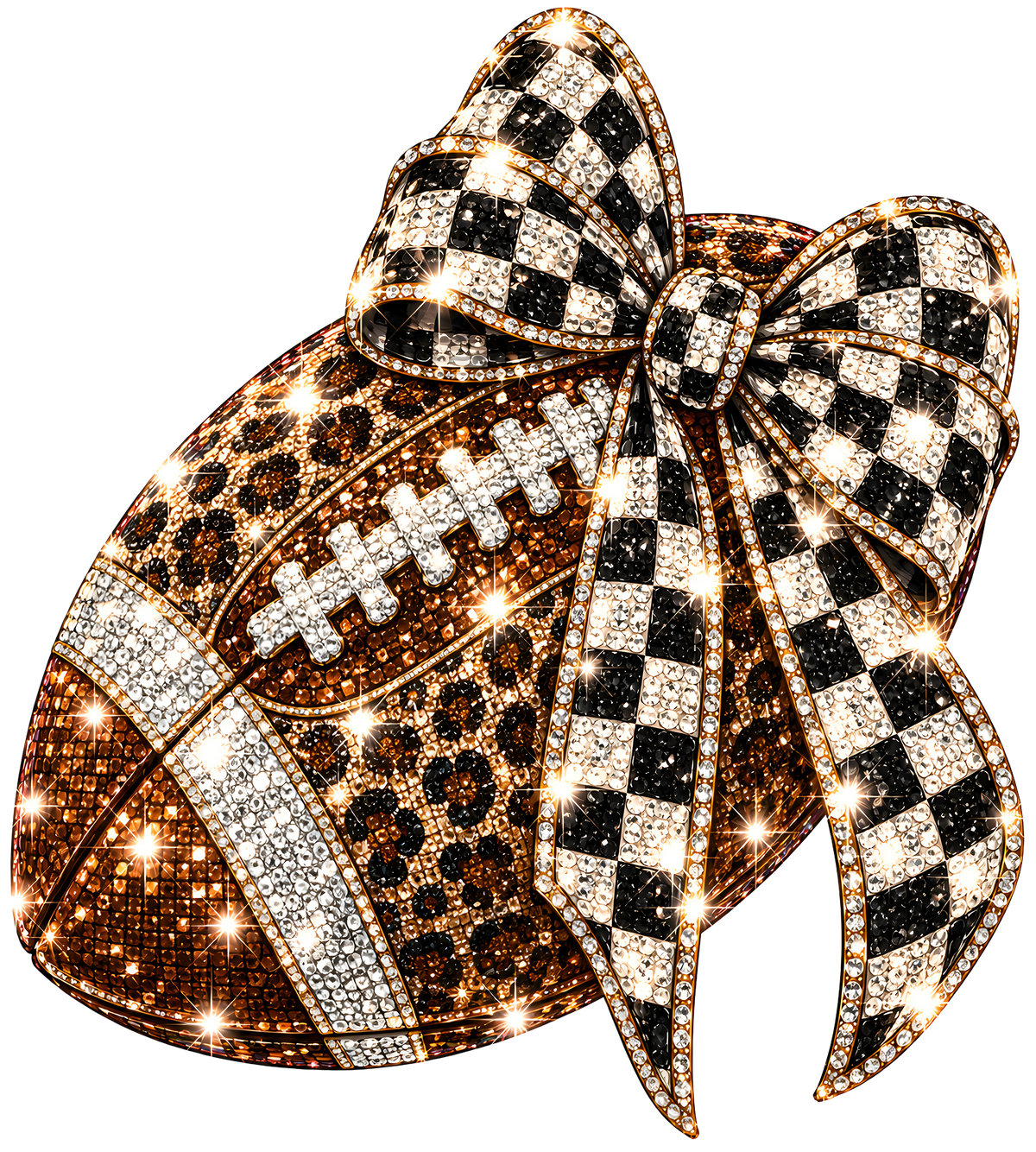 Bling Leopard Football Bow Adult DTF Transfer (11 inch)