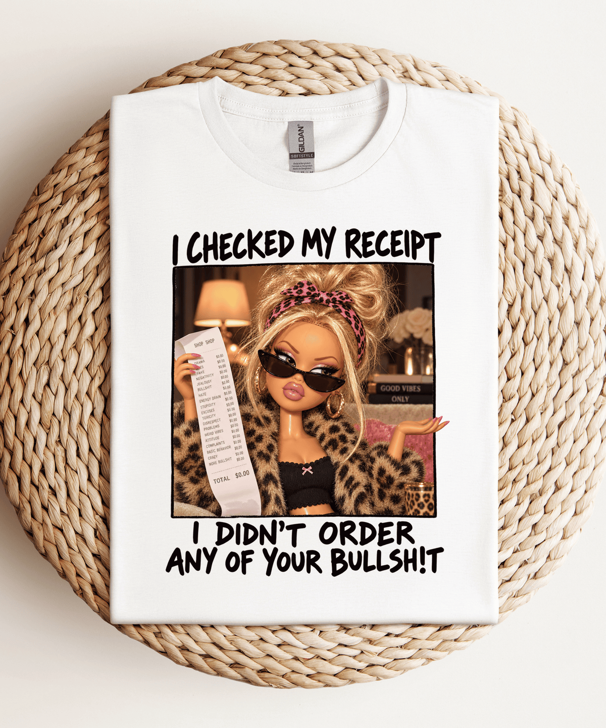 I Checked My Receipt Adult DTF Transfer (11 inch) Black Words