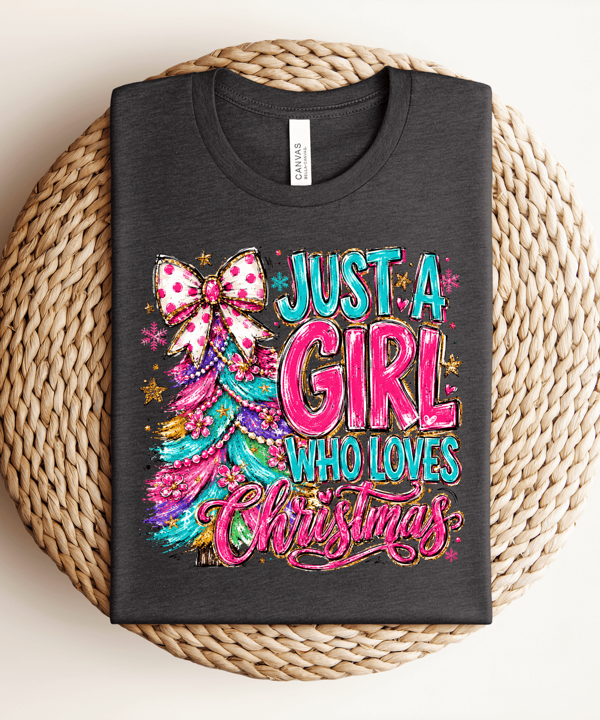 Just A Girl Who Love Christmas Adult Glitter DTF Transfer (11 inch)