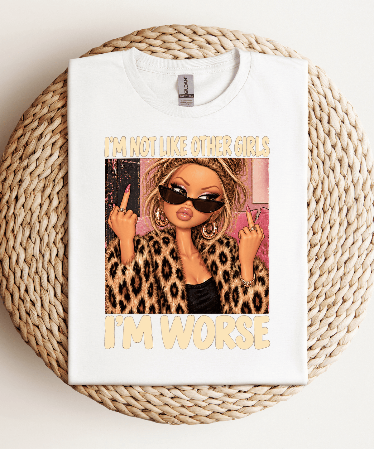 I'm not like other girls I'm worse Adult DTF Transfer (11 inch) Tan words