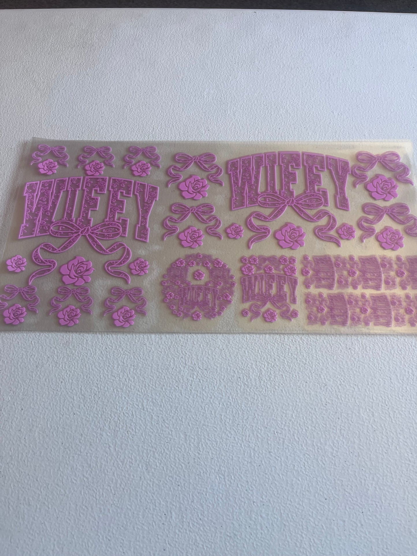 Pink Wifey Lace Bow 6 In 1 UV DTF Wrap (Copy)