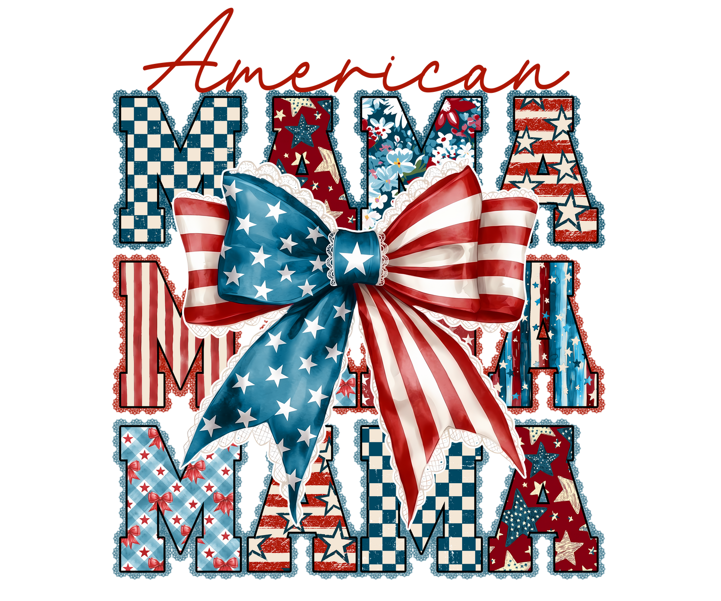 Preppy Patriotic Mama Adult DTF Transfer (11 inch)