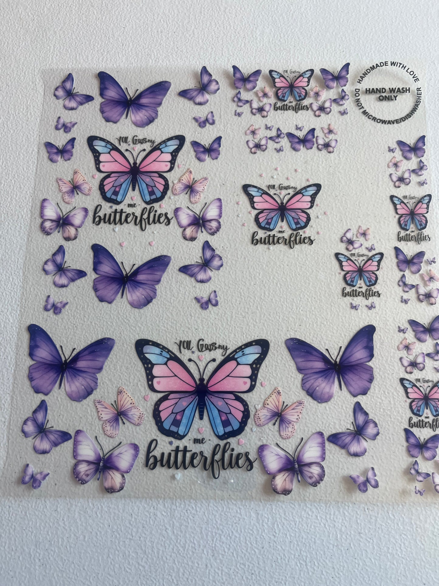 Purple Butterfly 8 In 1 UV DTF Wrap
