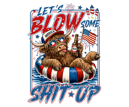 4th Of July Highland Cow Adult DTF Transfer (11 inch)