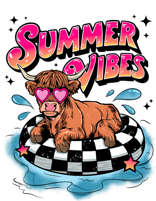 Summer Vibes Cow Adult DTF Transfer (11 inch)